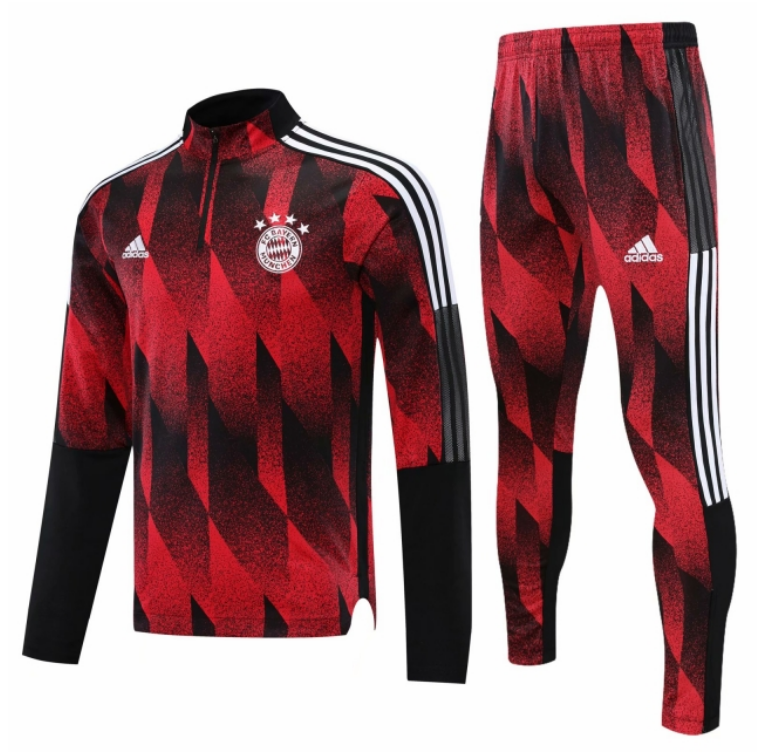 2021/22 Bayern Munich Red Black Training Kits Sweatshirt with pants